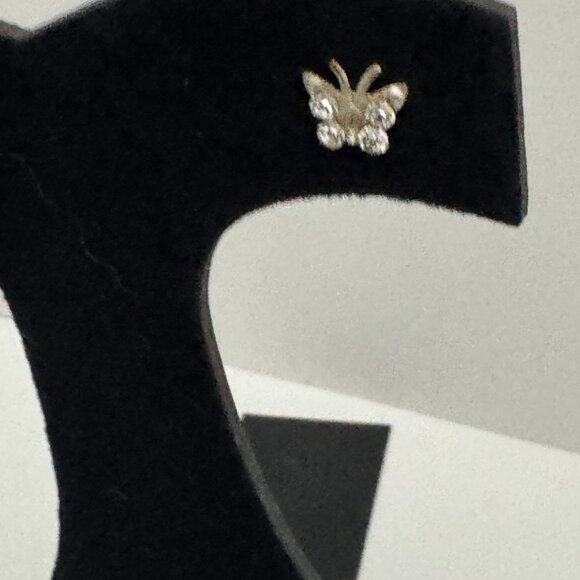 8.52mm Clear Butterfly Cz And Sterling Post Earrings - Picture 5 of 15
